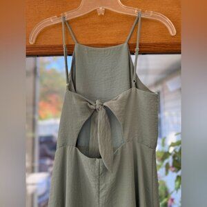 Sage Green Sleeveless Dress with Back Bow Detail
